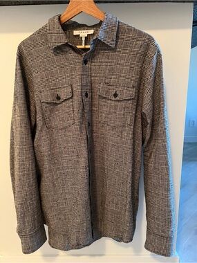 Frame Denim Men's Gray Plaid Button-Up Shirt